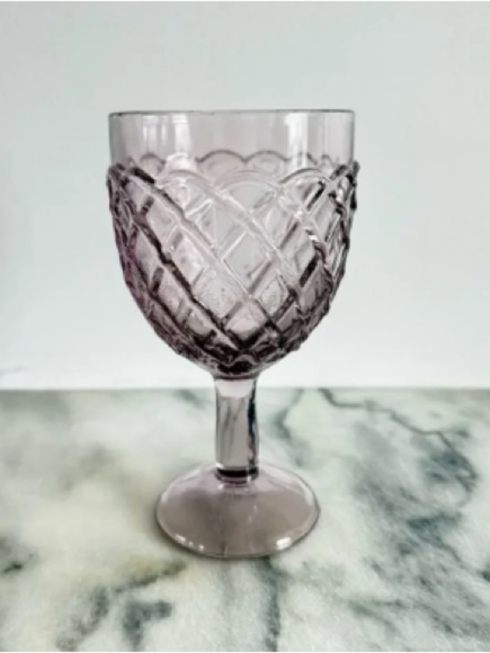 Lavender Tinted Pressed Glass Goblet - Unbranded
